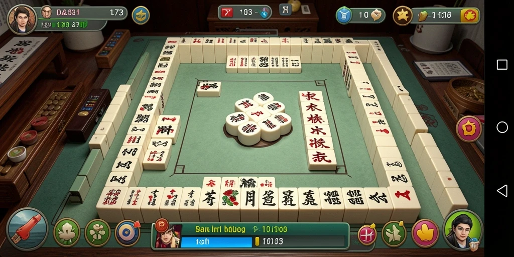 Tampilan gameplay D73 yang menarik dan penuh tantangan Mahjong.