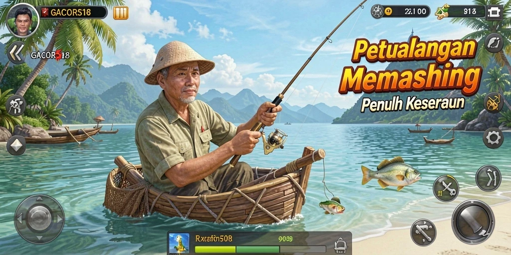 Tampilan utama gameplay GACOR518 yang memikat dengan suasana laut.