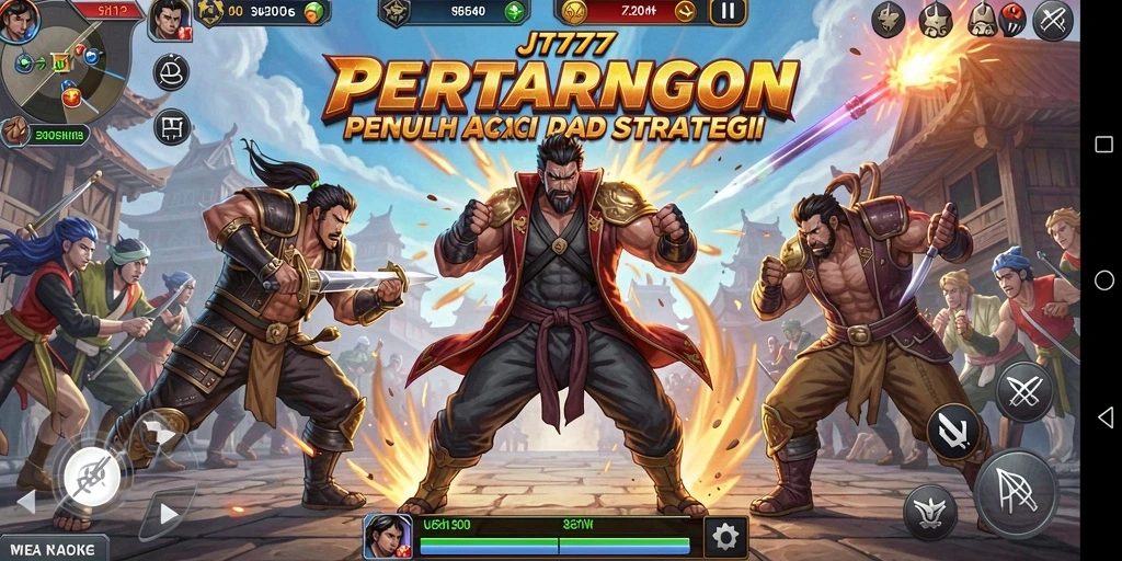 Tampilan screenshot JT777 yang menunjukkan pertarungan intens di arena.