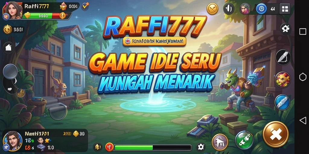 Tampilan gameplay RAFFI777 menunjukkan karakter yang berkembang dan pengumpulan sumber daya.