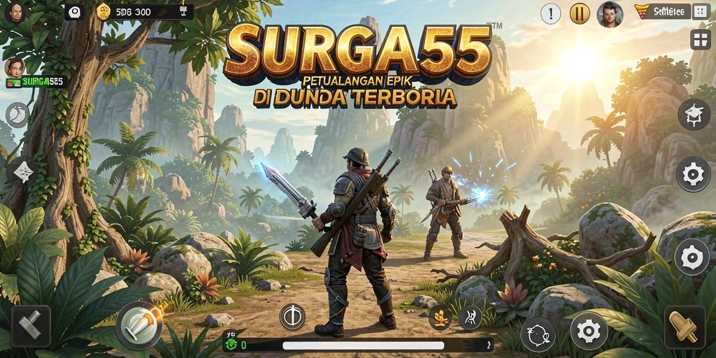 Screenshot SURGA55 menampilkan pemandangan indah dunia terbuka yang menarik.